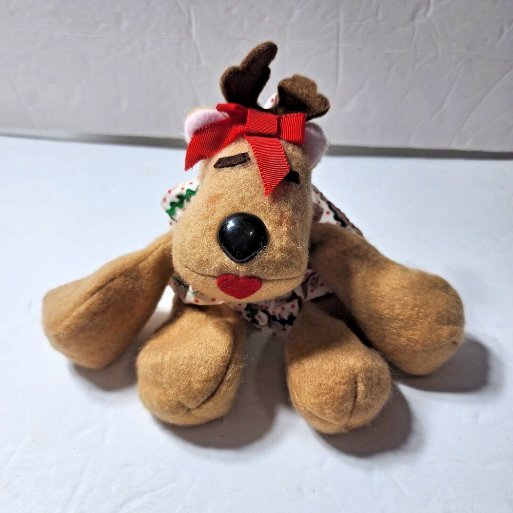 Hallmark Rhonda Reindeer Plush 1984 Vintage Sewn Toy Bean Bag 4" *flaw*